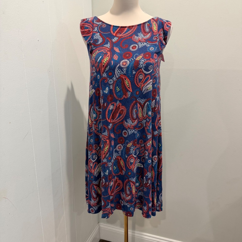 LOFT Paisley Print Strappy Soft Ruffle Shift Dress Vibrant  Mini | Size XS